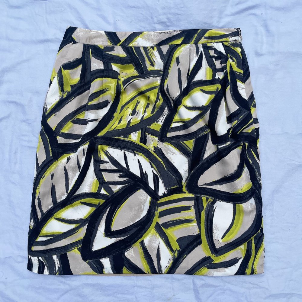 212 Collection Women's Watercolor Leaf Print Pencil Skirt Size 12 NWT